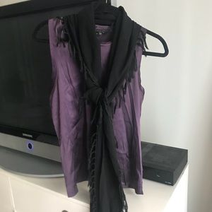 Theory silk tank with attached scarf